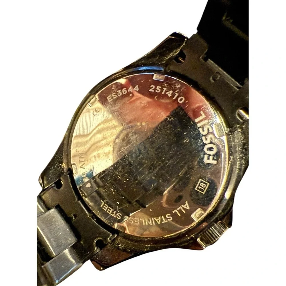 FOSSIL RILEY Multi-Function Black Dial St. Steel Women's Watch ES3644‎ Read